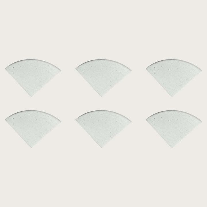 Six Arctic crisp white terrazzo pot feet — one set of six, for a trough or long planter