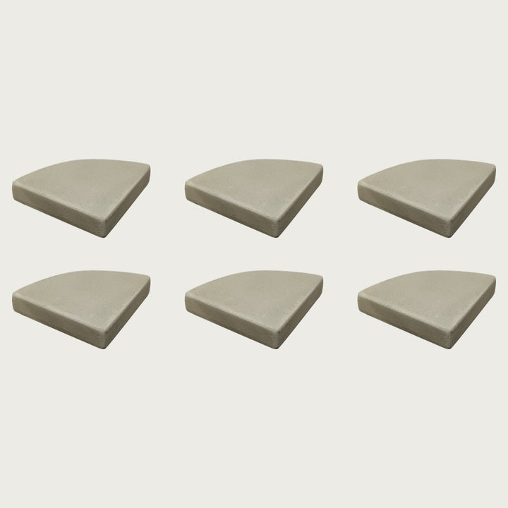 Six Biscotti warm sand-beige terrazzo pot feet — one set of six, for a trough or long planter