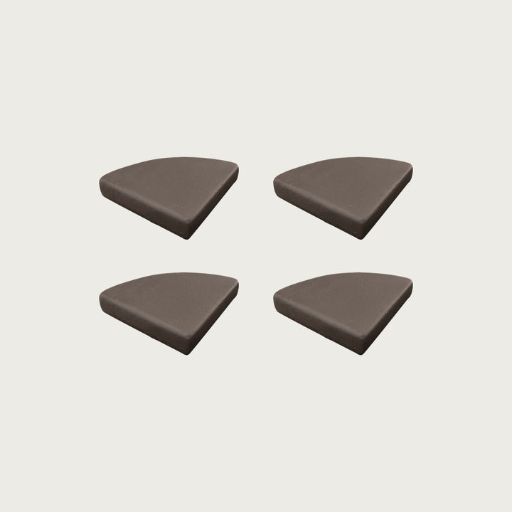 Four Espresso deep coffee-brown terrazzo pot feet — one set of four, for a round or square pot