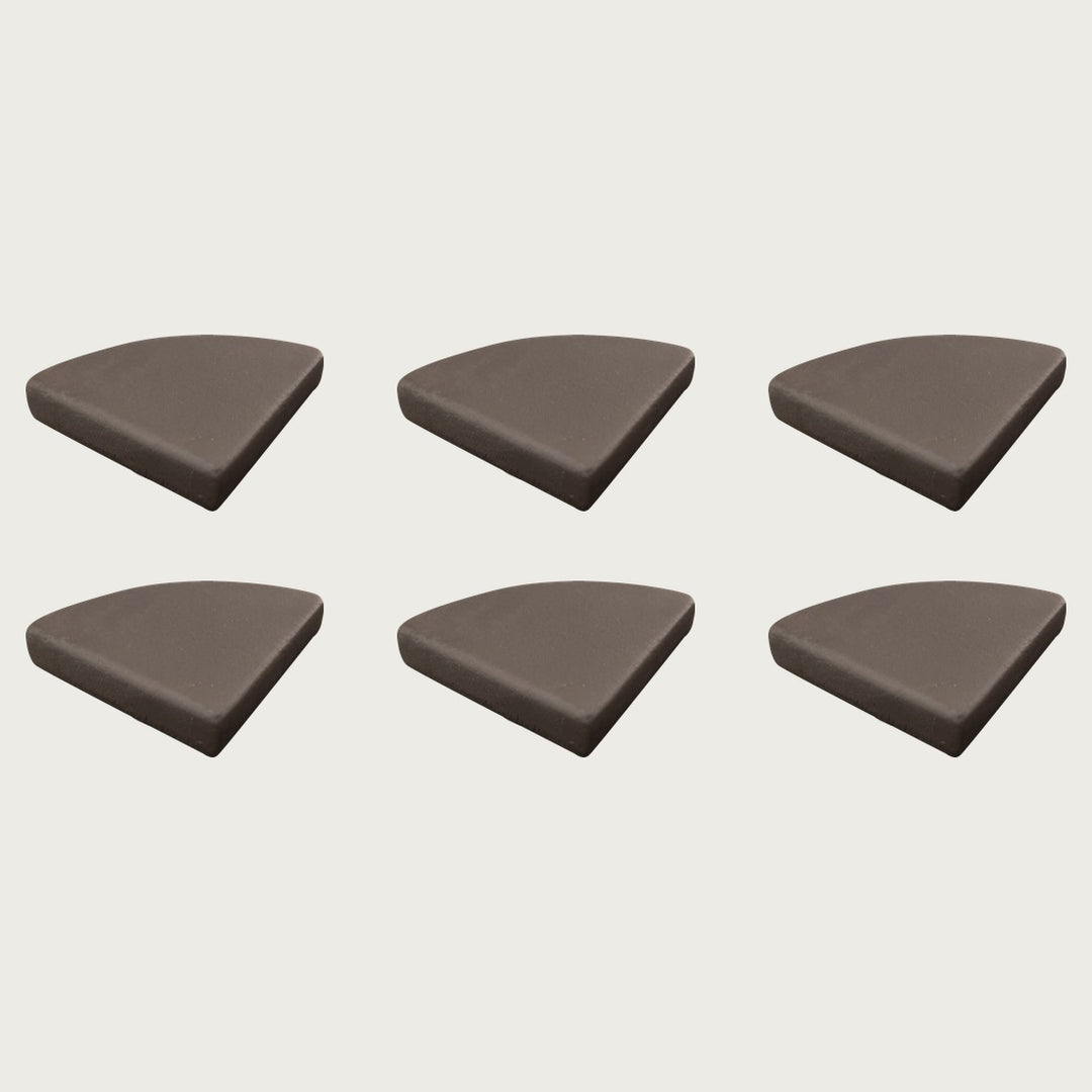 Six Espresso deep coffee-brown terrazzo pot feet — one set of six, for a trough or long planter