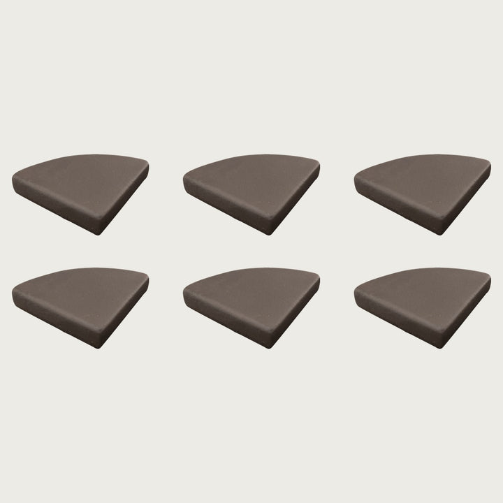 Six Espresso deep coffee-brown terrazzo pot feet — one set of six, for a trough or long planter