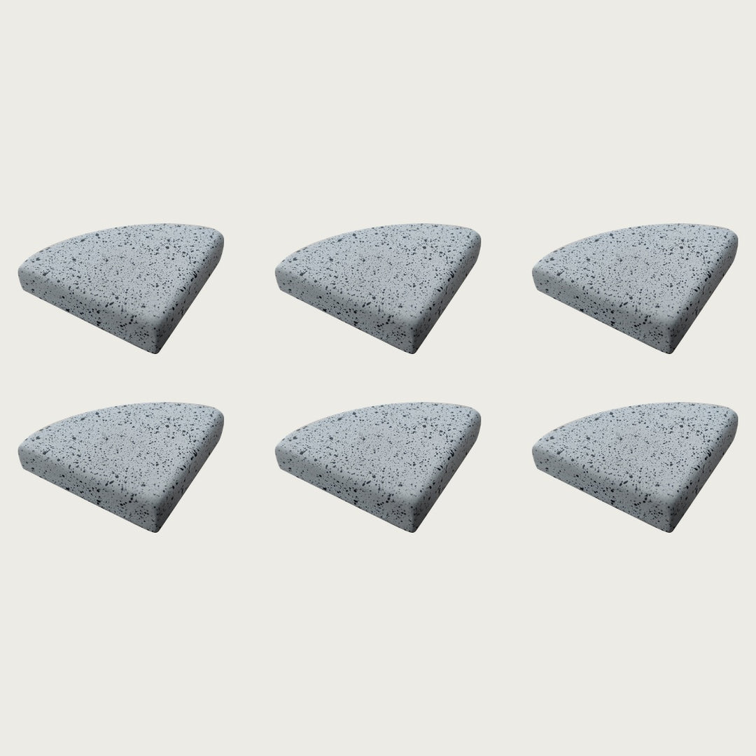 Six Granite cool blue-grey terrazzo pot feet — one set of six, for a trough or long planter