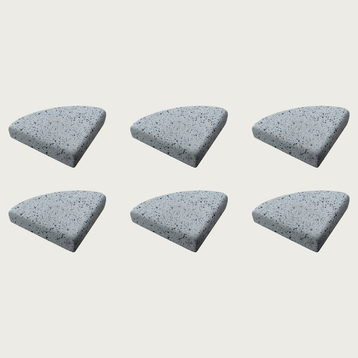 Six Granite cool blue-grey terrazzo pot feet — one set of six, for a trough or long planter