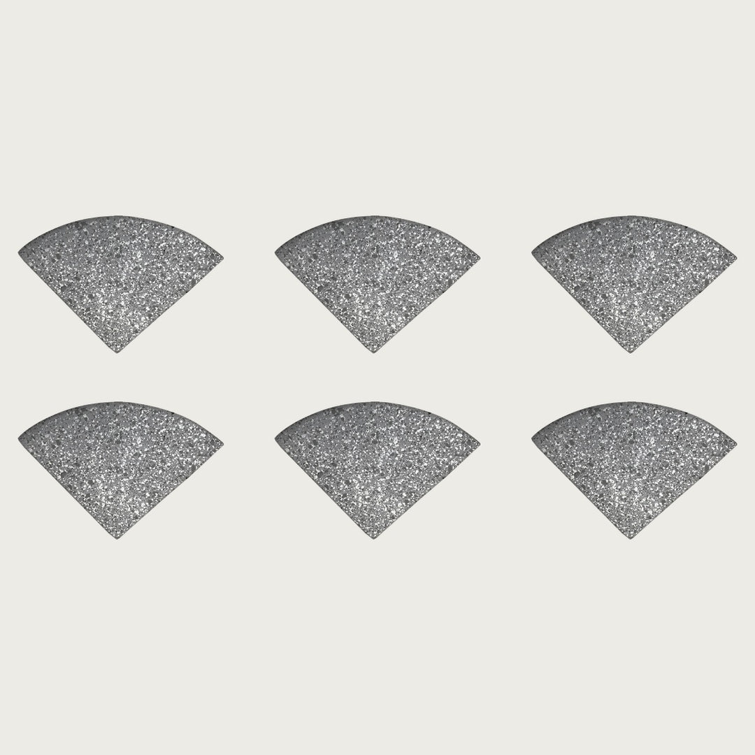 Six Graphite mid-grey terrazzo pot feet — one set of six, for a trough or long planter