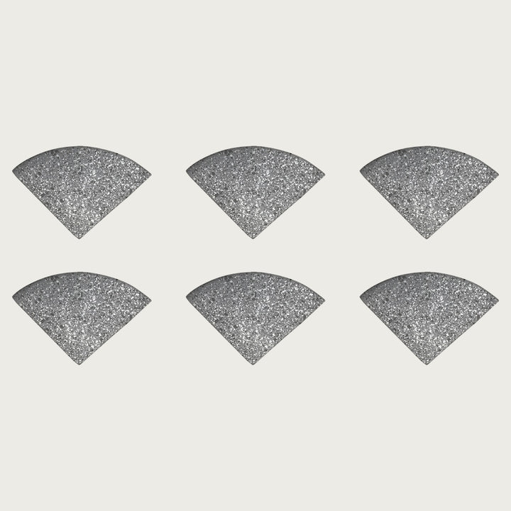 Six Graphite mid-grey terrazzo pot feet — one set of six, for a trough or long planter
