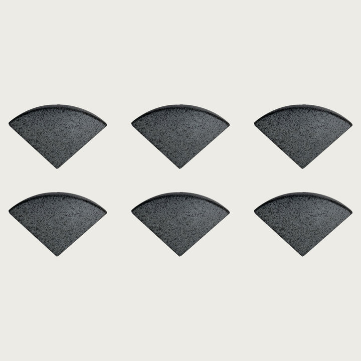 Six Onyx deep near-black terrazzo pot feet — one set of six, for a trough or long planter