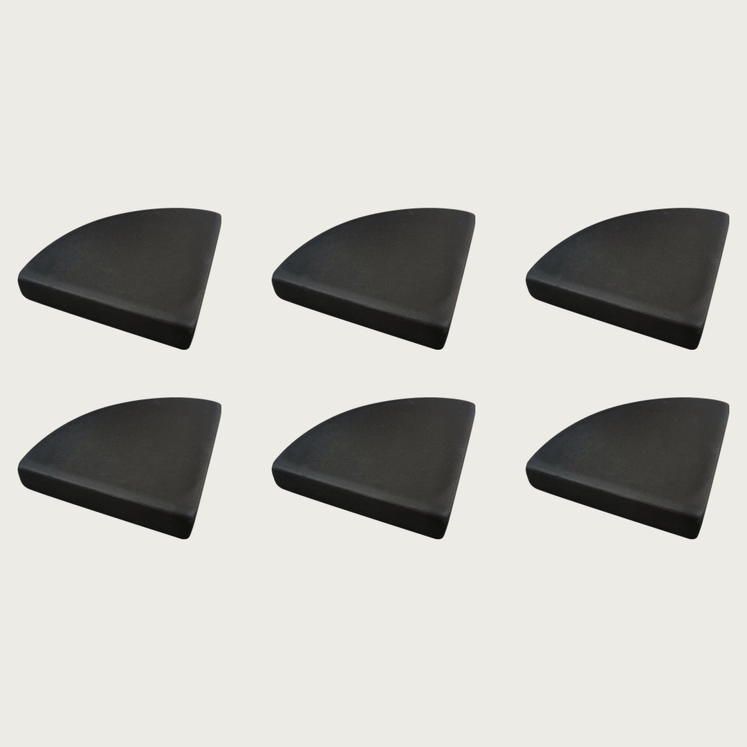 Six Raven near-black terrazzo pot feet — one set of six, for a trough or long planter