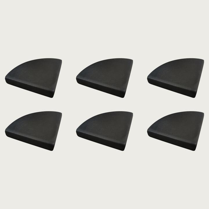 Six Raven near-black terrazzo pot feet — one set of six, for a trough or long planter