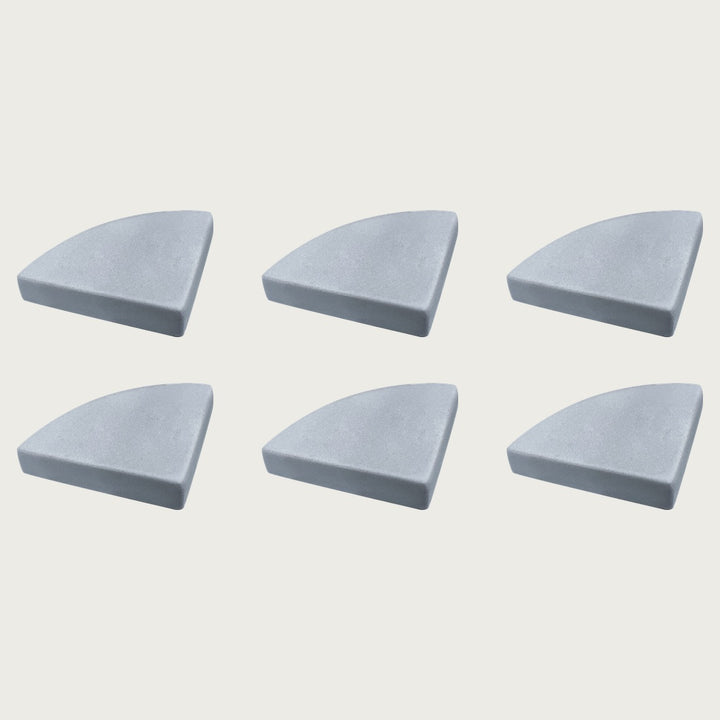 Six Stirling pale blue-grey terrazzo pot feet — one set of six, for a trough or long planter