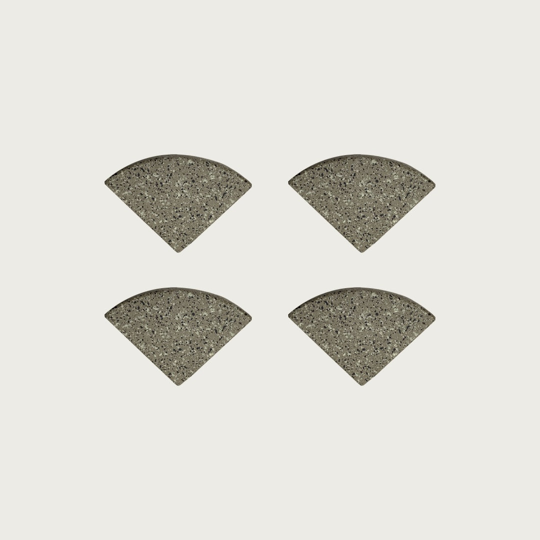 Four Taupe soft grey-brown terrazzo pot feet — one set of four, for a round or square pot