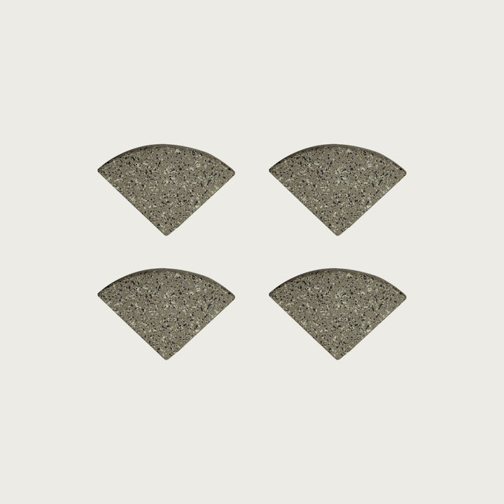 Four Taupe soft grey-brown terrazzo pot feet — one set of four, for a round or square pot