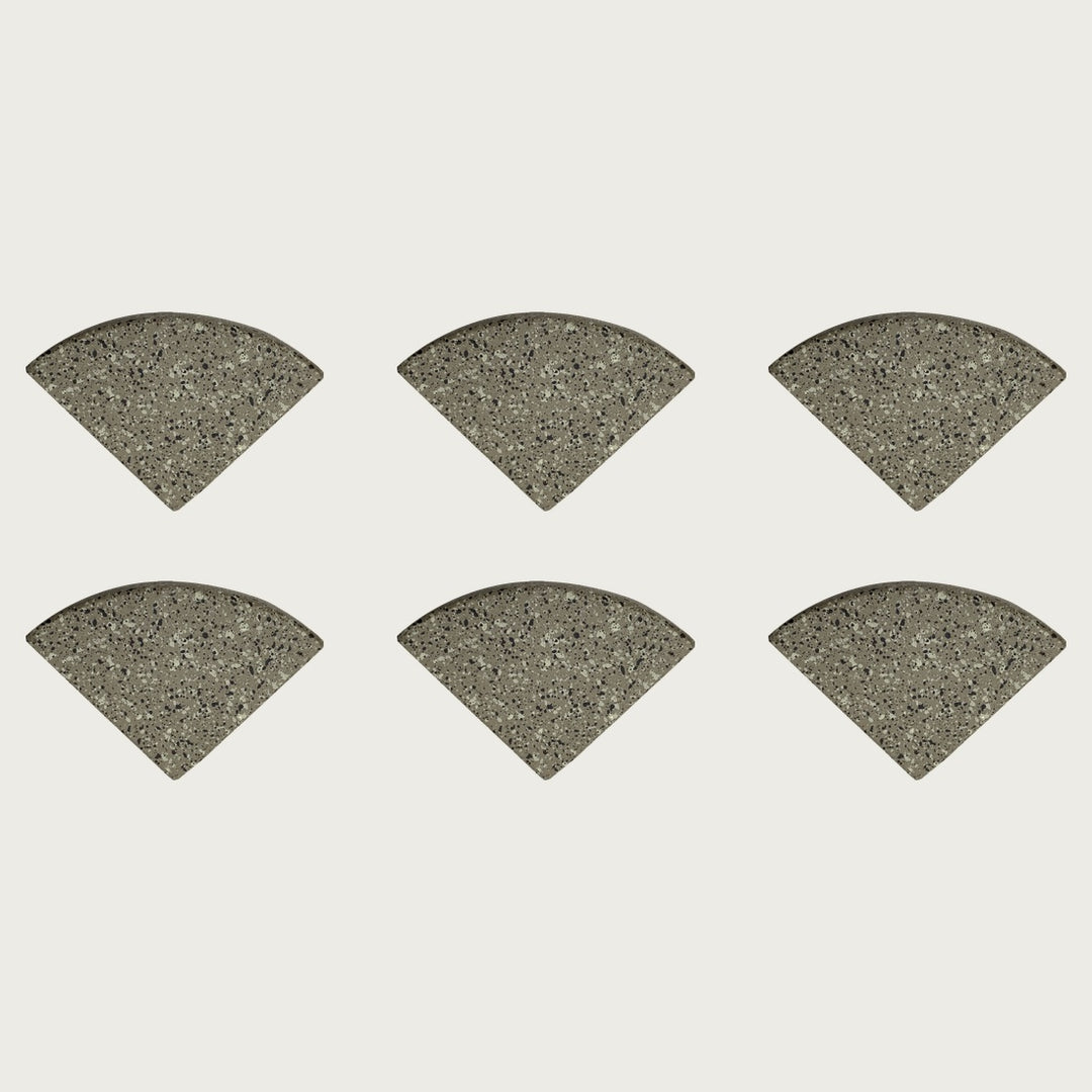 Six Taupe soft grey-brown terrazzo pot feet — one set of six, for a trough or long planter