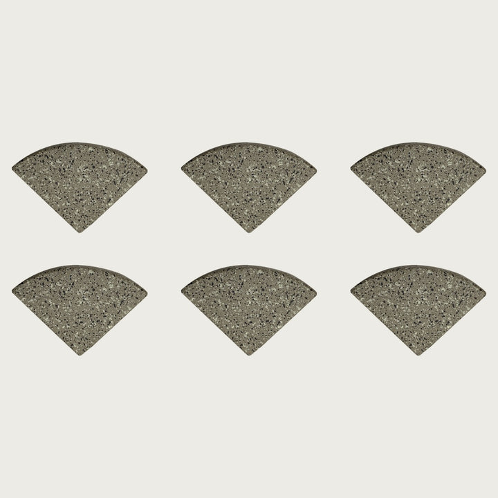 Six Taupe soft grey-brown terrazzo pot feet — one set of six, for a trough or long planter
