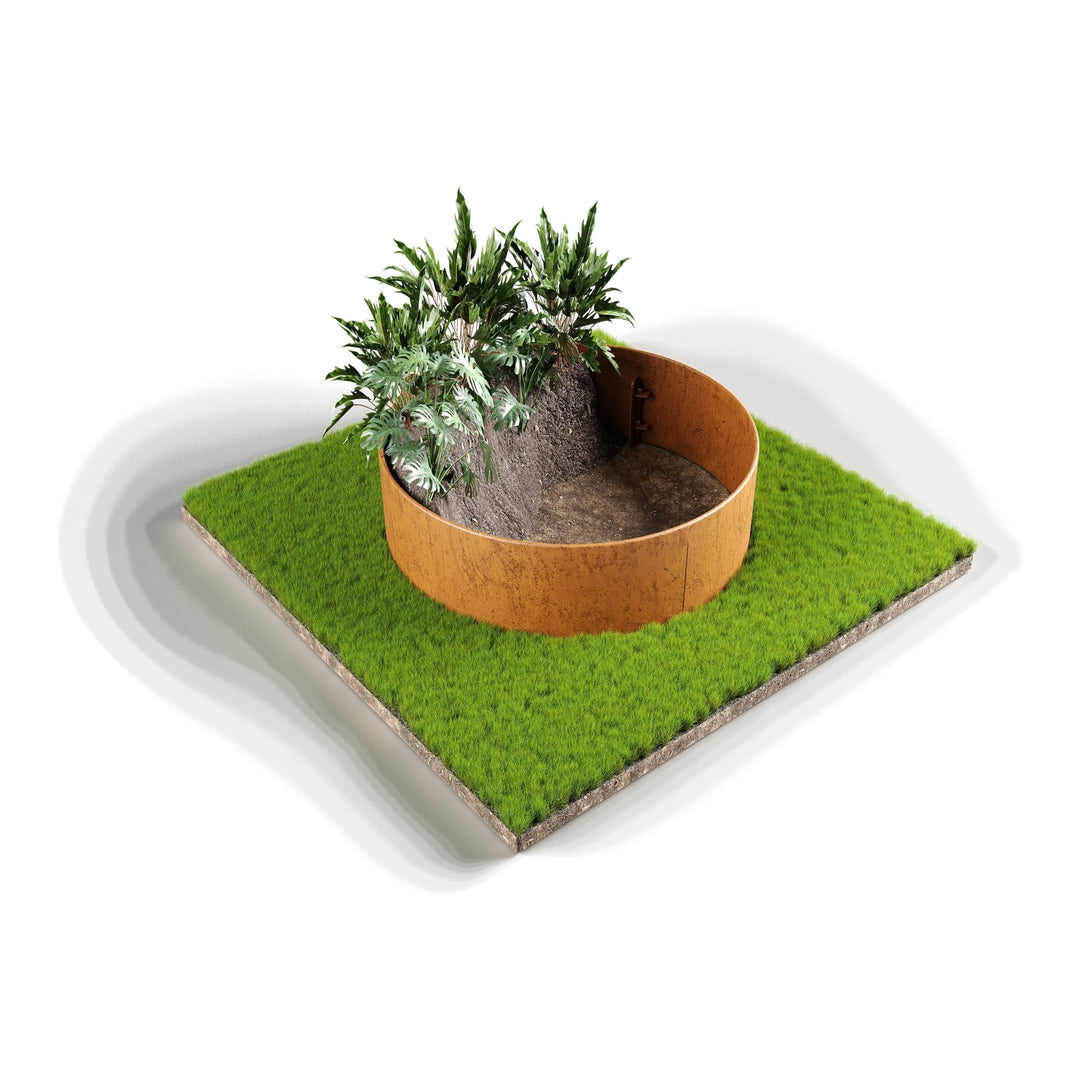 Straightcurve pre-curved ring garden bed 800 mm diameter, 240 mm high, weathering steel