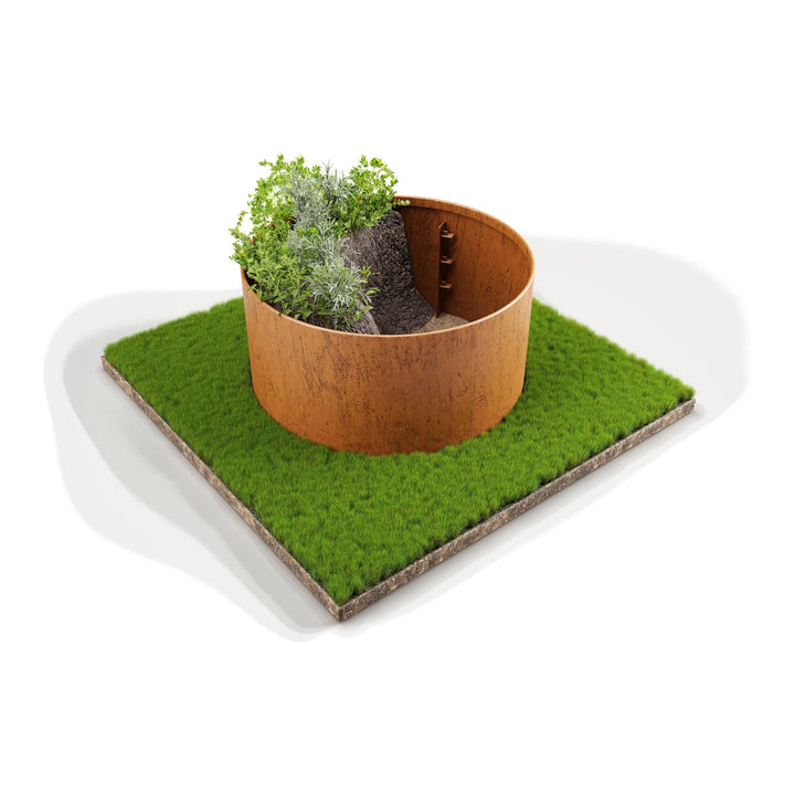 Straightcurve pre-curved ring garden bed 800 mm diameter, 400 mm high, weathering steel